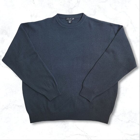 Studio GA Wool Cashmere Grey Long Sleeve Crew Neck Ribbed Sweater - Picture 1 of 7